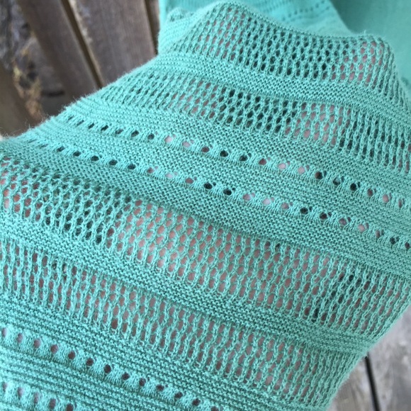 Loft Open Weave Sleeves Button Down Sweater Sz L - Picture 4 of 9